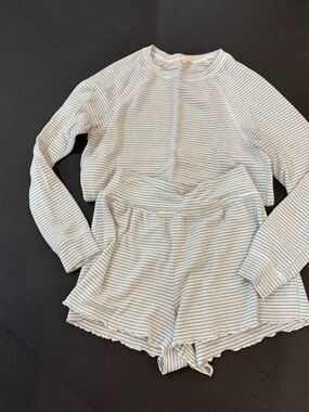 Z Supply Light Blue and White Striped Lounge Set